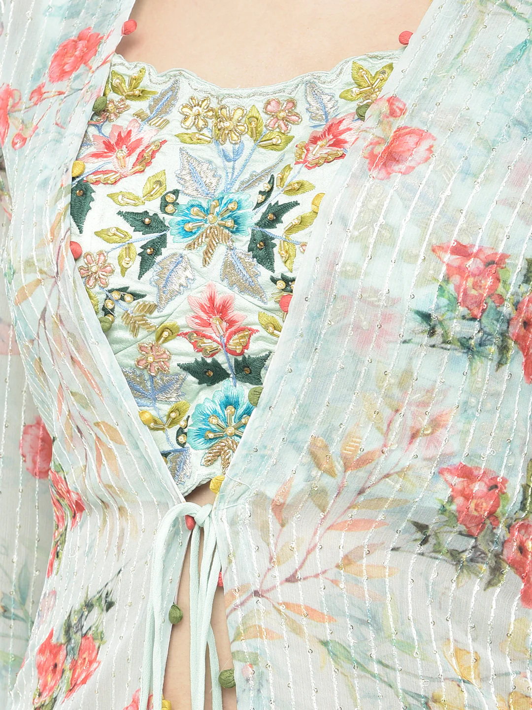Neerus Pista Color Georgette Fabric Suit Set - Image 3