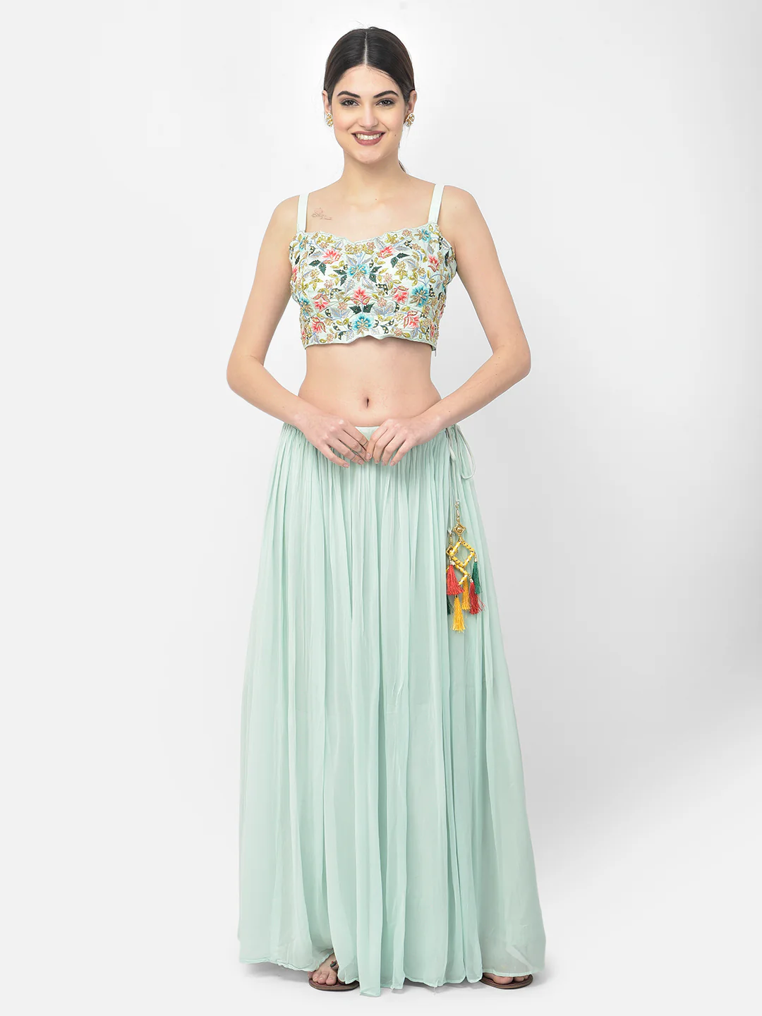 Neerus Pista Color Georgette Fabric Suit Set - Image 4