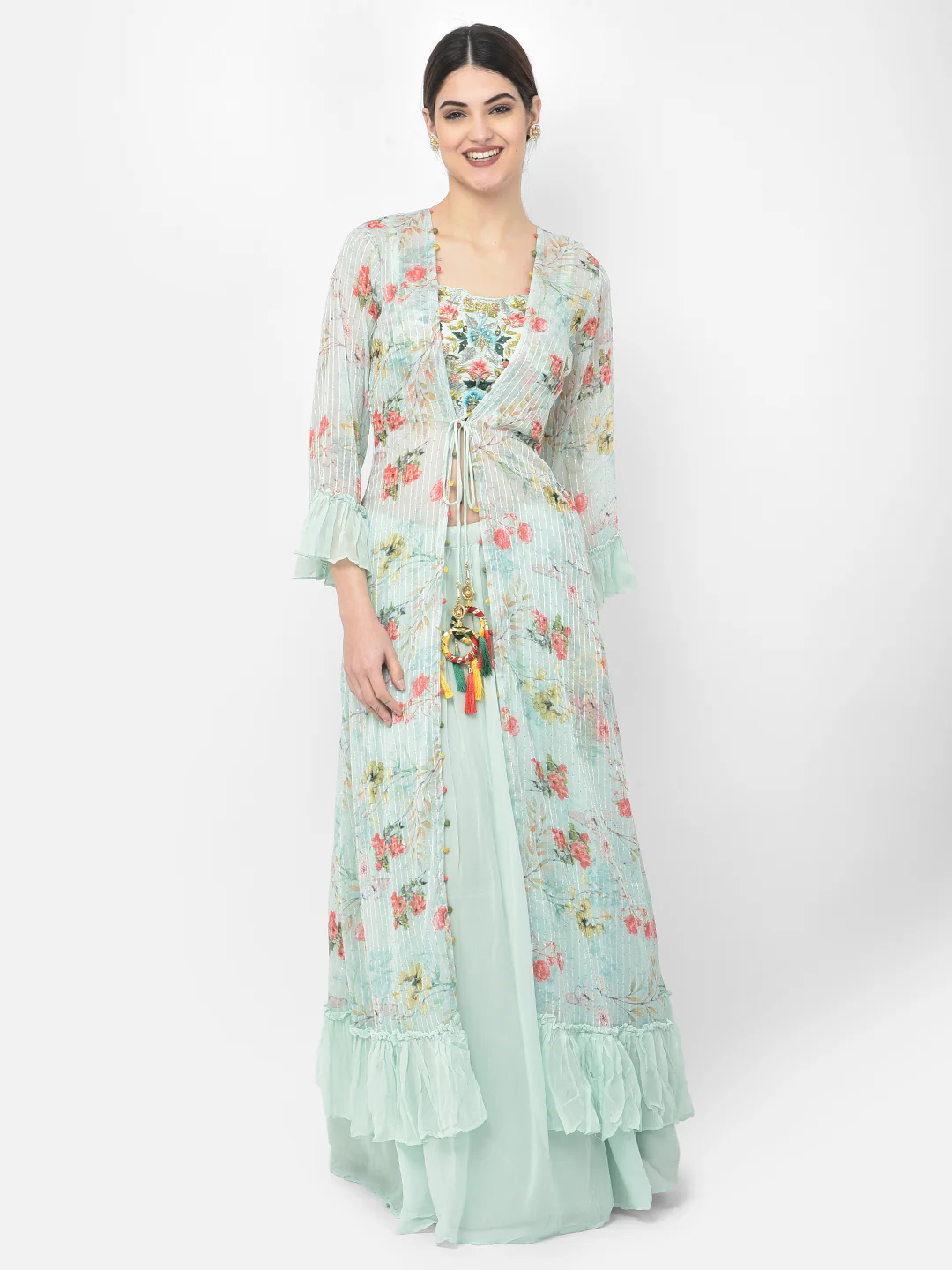 Neerus Pista Color Georgette Fabric Suit Set - Image 7