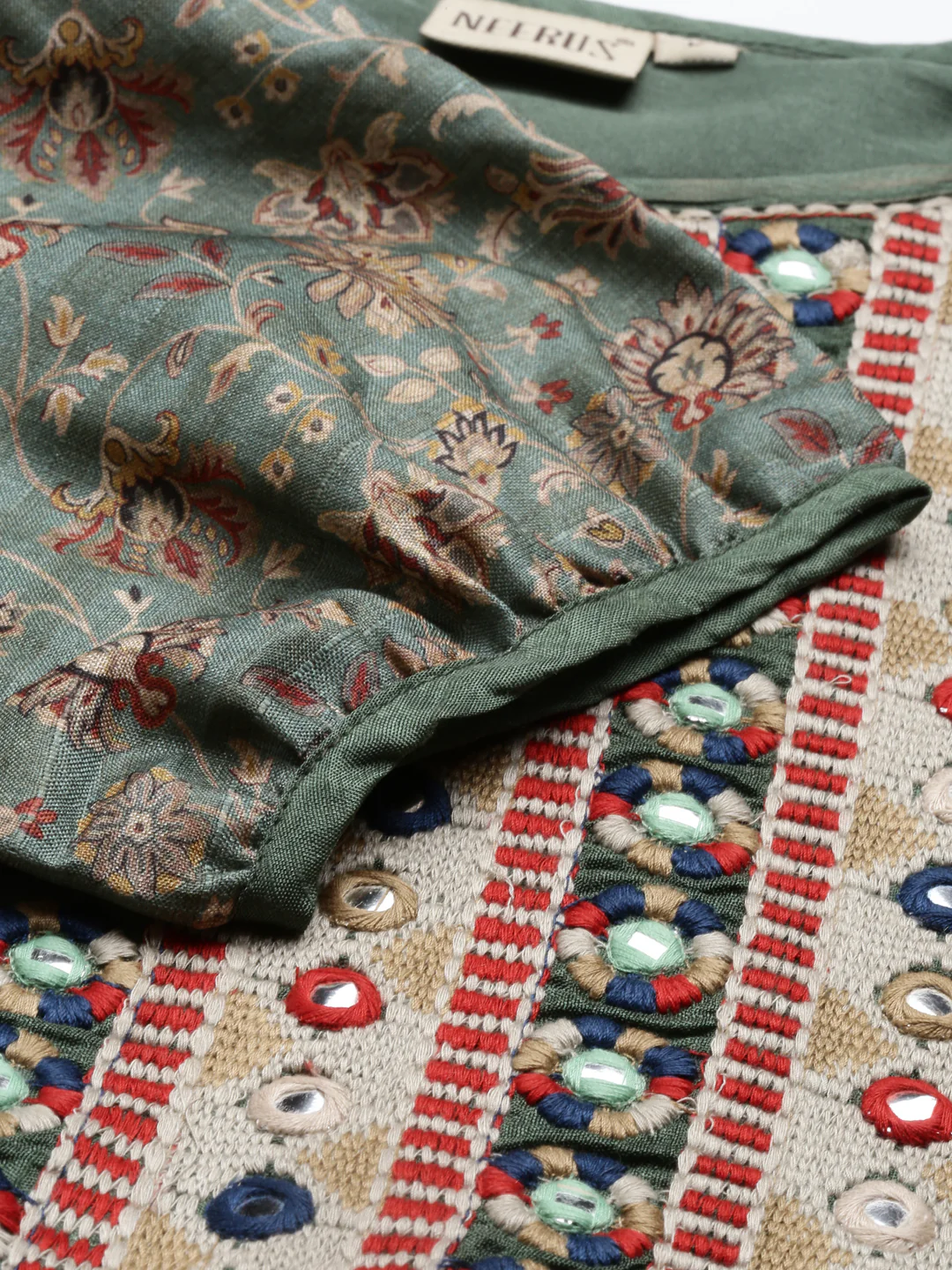 Neerus Pista Color Model Fabric Kurta - Image 6