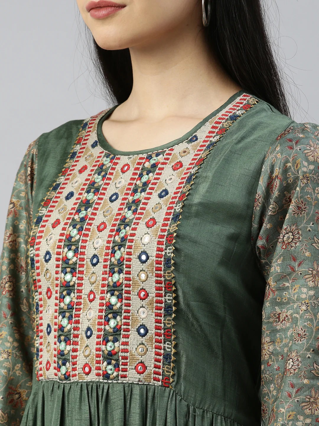 Neerus Pista Color Model Fabric Kurta - Image 8