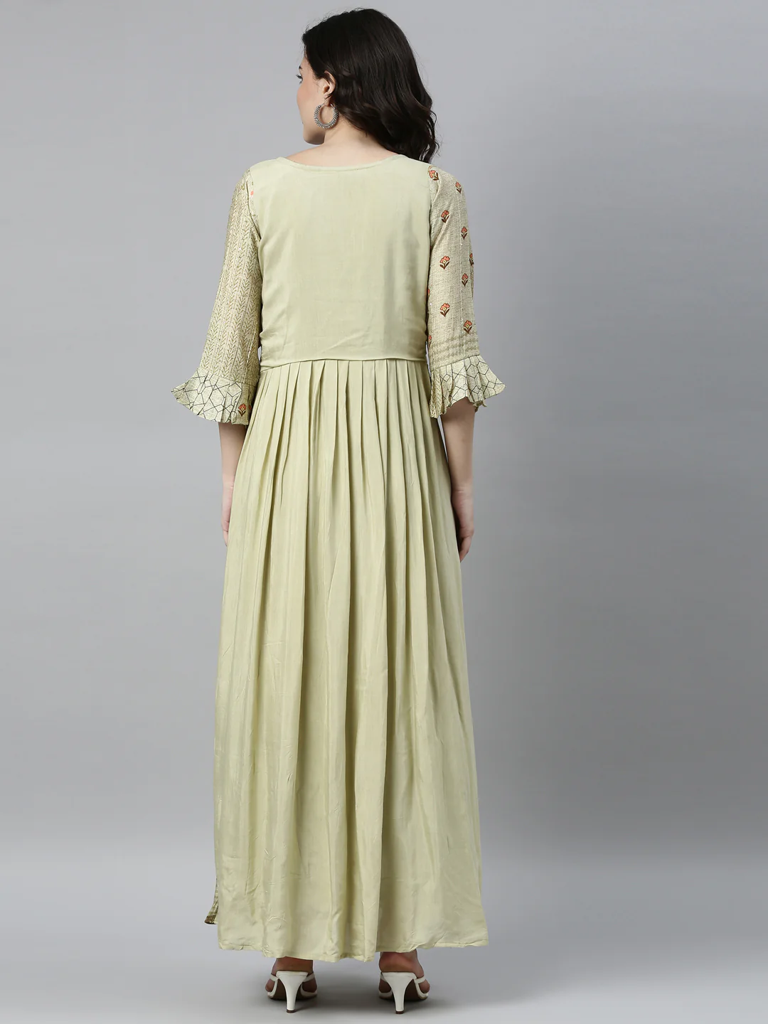 Neerus Pista Color Model Fabric Kurta - Image 4