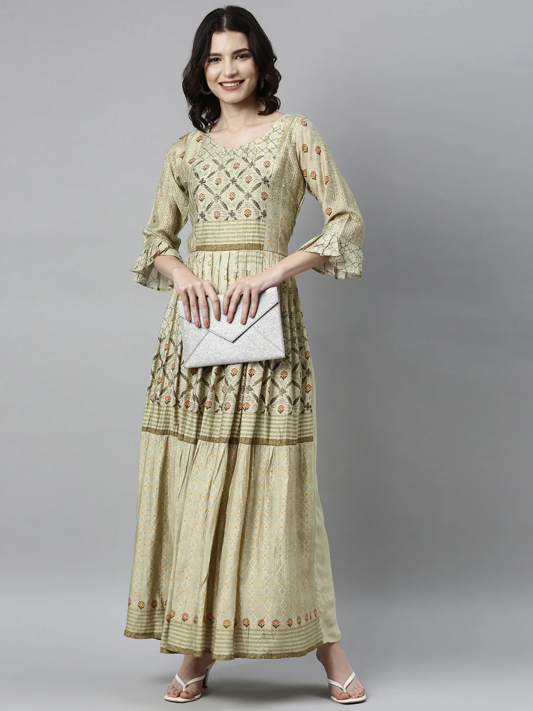 Neerus Pista Color Model Fabric Kurta - Image 5