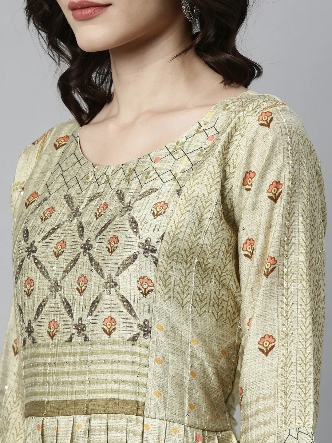 Neerus Pista Color Model Fabric Kurta - Image 7