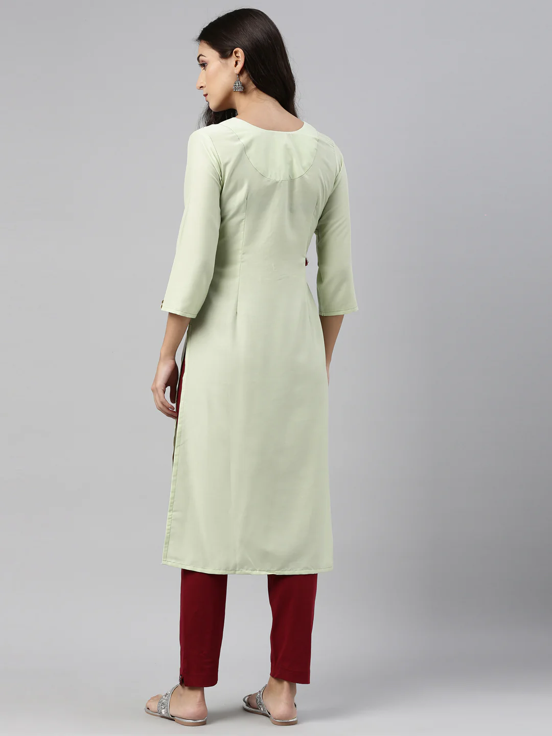 Neerus Pista Color Muslin Fabric Tunic - Image 4
