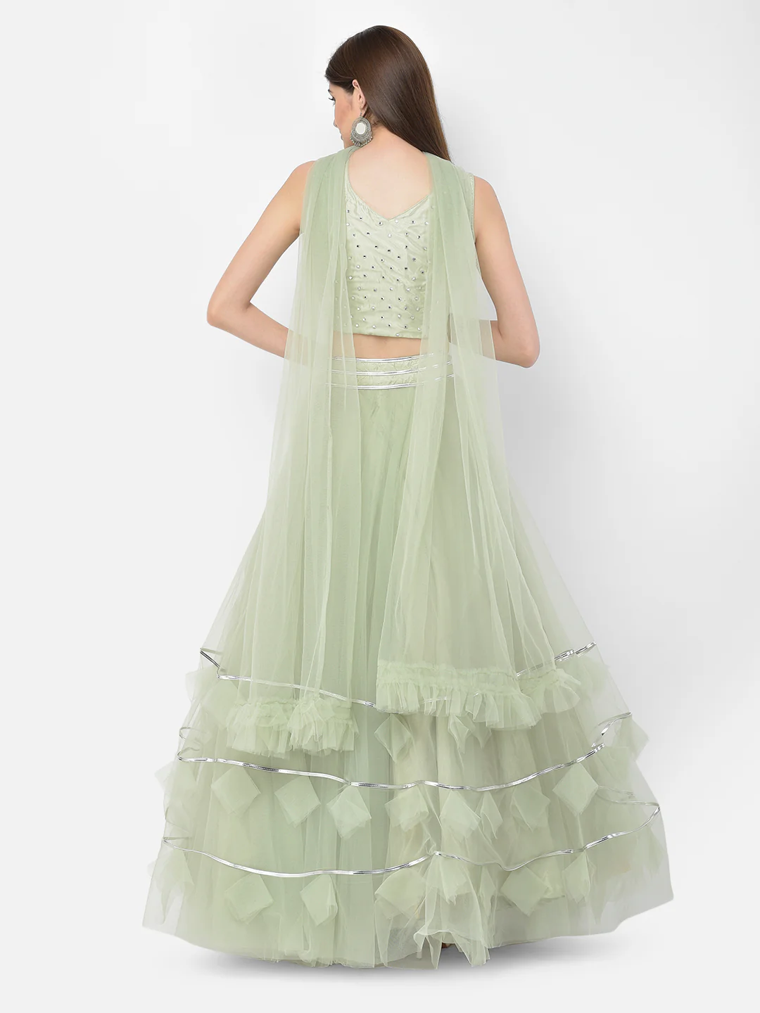 Neerus Pista Color Nett Fabric Lehenga Choli - Image 4