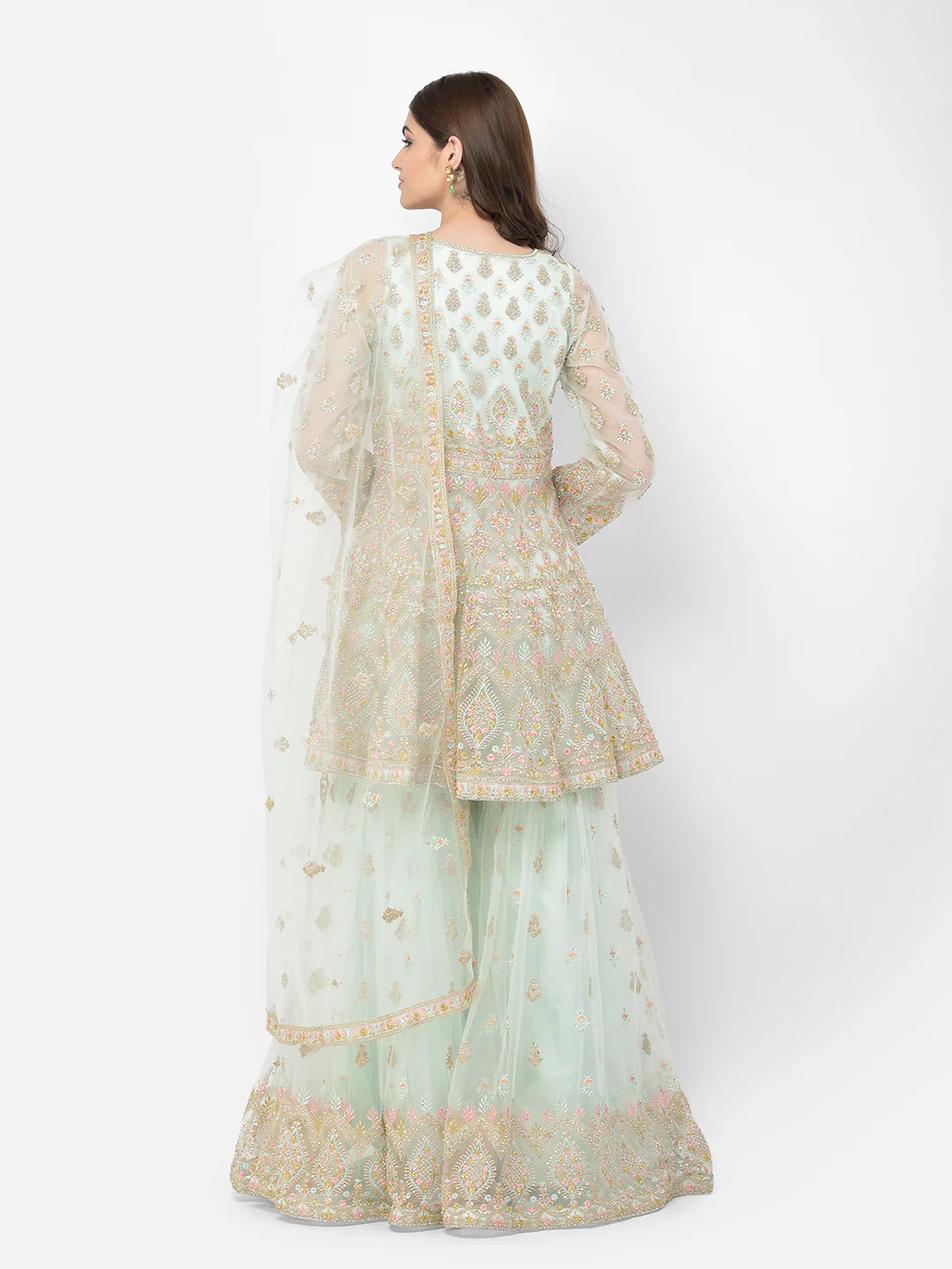 Neerus Pista Color Nett Fabric Salwar Kameez - Image 6