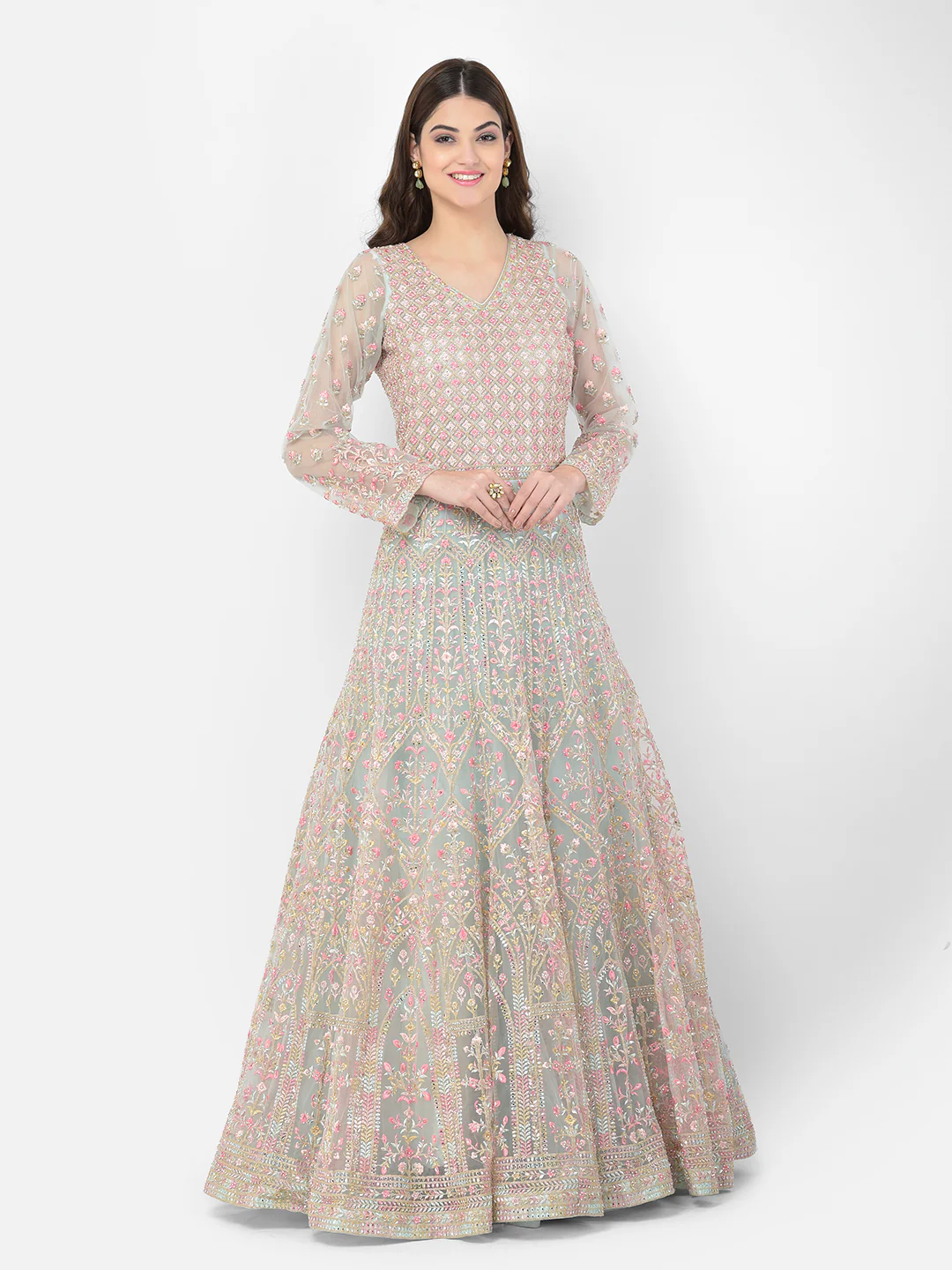 Neerus Pista Color Nett Fabric Salwar Kameez - Image 2
