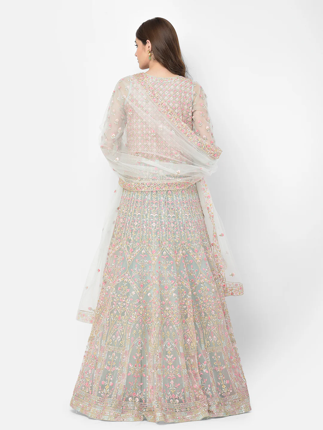 Neerus Pista Color Nett Fabric Salwar Kameez - Image 5