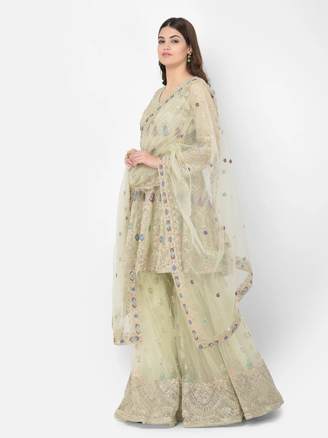 Neerus Pista Color Nett Fabric Salwar Kameez - Image 3