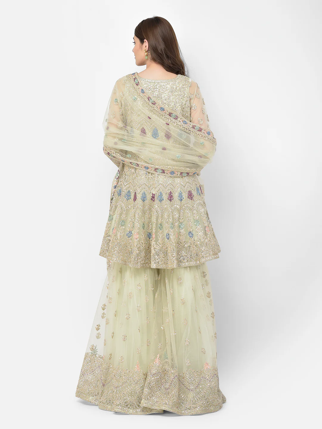 Neerus Pista Color Nett Fabric Salwar Kameez - Image 5