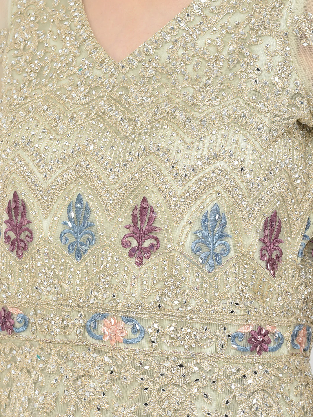 Neerus Pista Color Nett Fabric Salwar Kameez - Image 6