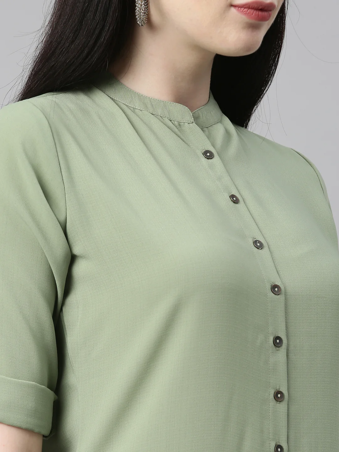 Neerus Pista Color Slub Rayon Fabric Kurta - Image 7
