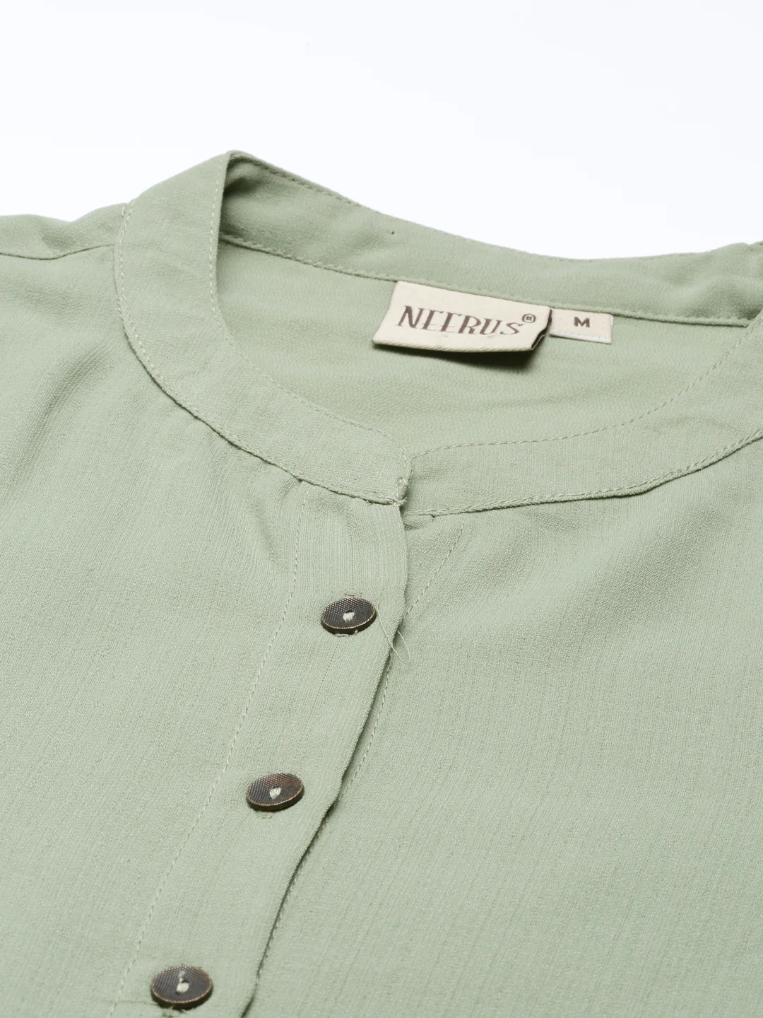 Neerus Pista Color Slub Rayon Fabric Kurta - Image 8
