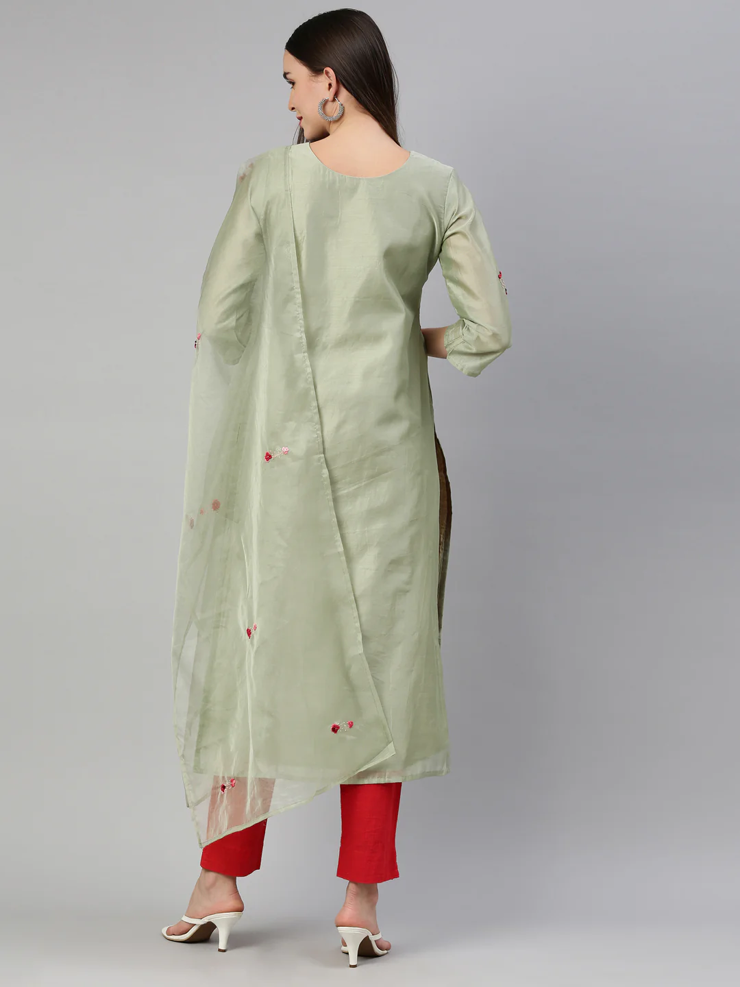 Neerus Pista Color Tussar Fabric Kurta - Image 5