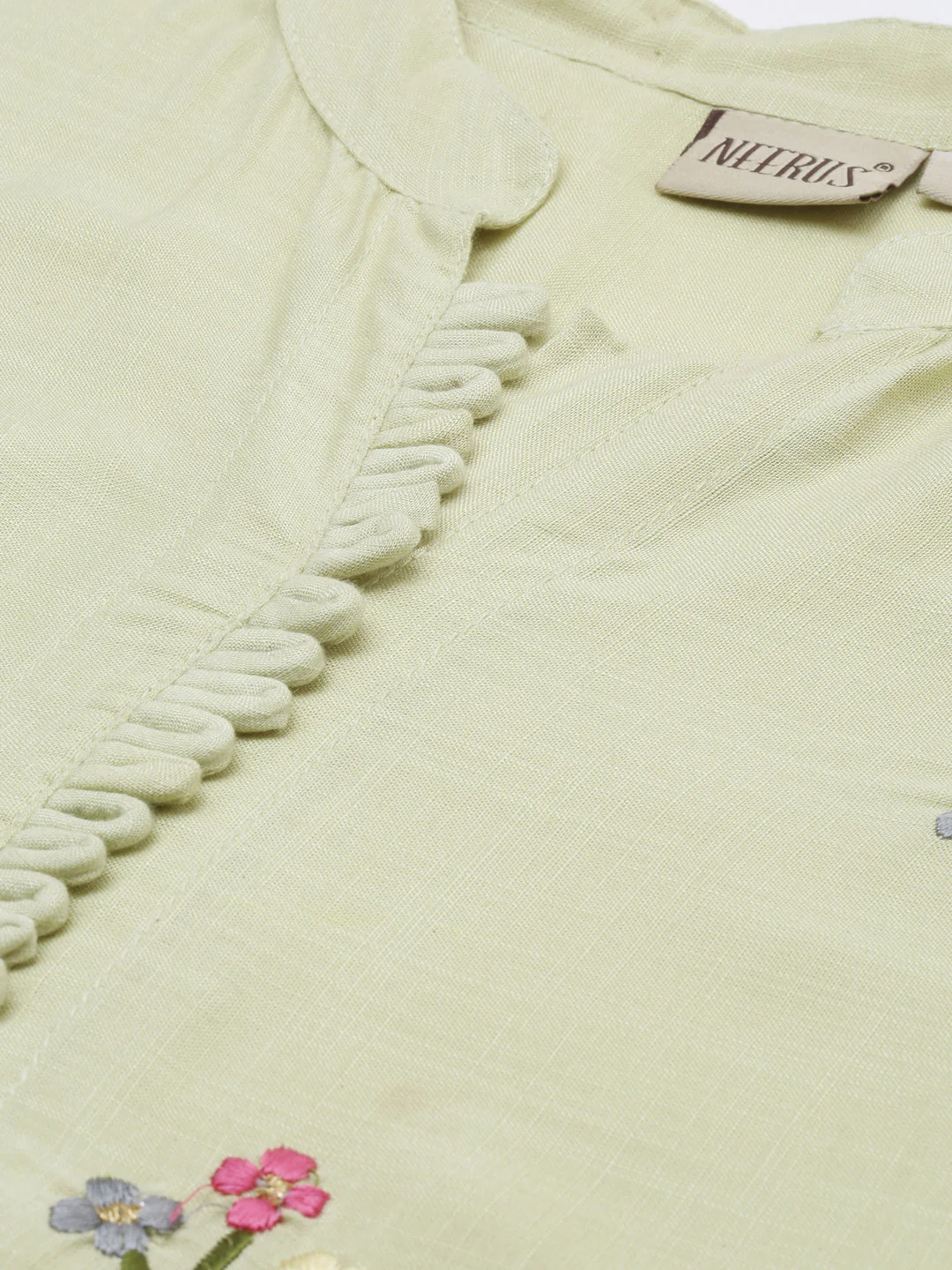 Neerus Pista Colour Slub Rayon Fabric Tunic "54" - Image 3