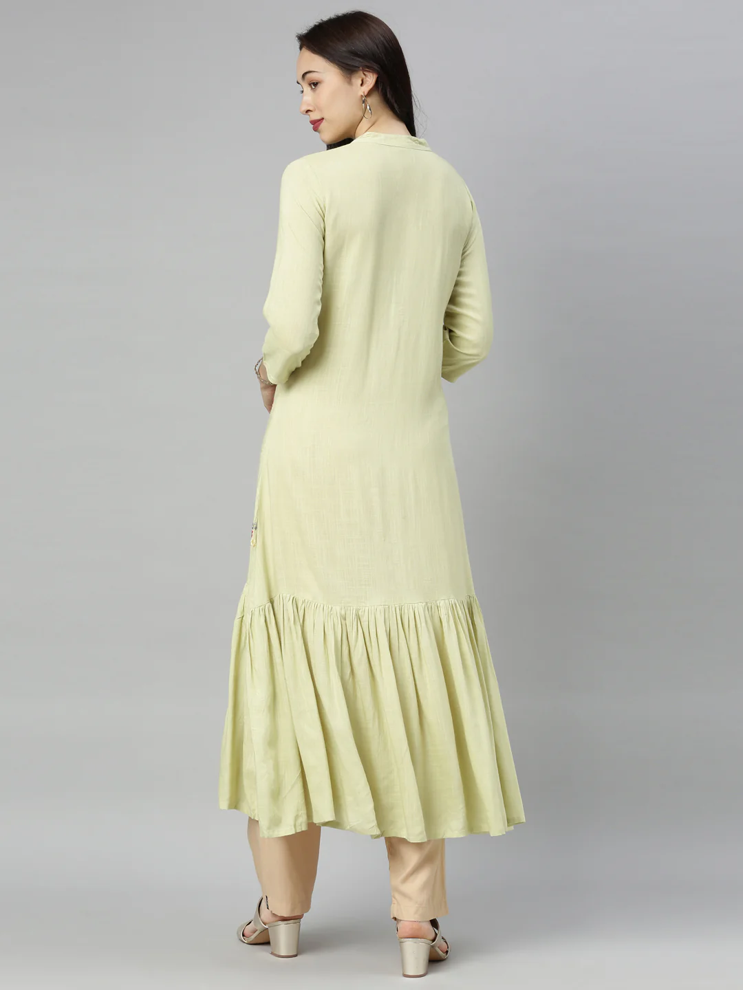Neerus Pista Colour Slub Rayon Fabric Tunic "54" - Image 6