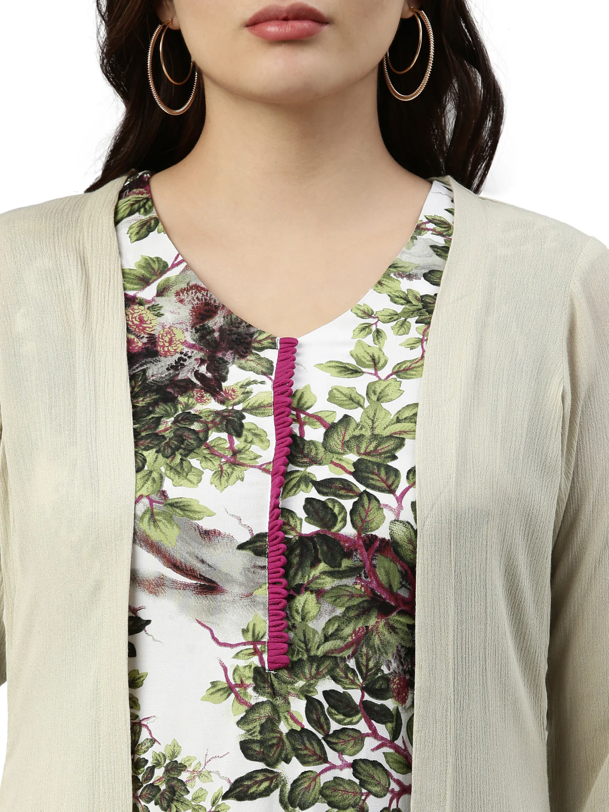 Neerus Pista Green Color Chiffon Fabric Kurta - Image 2