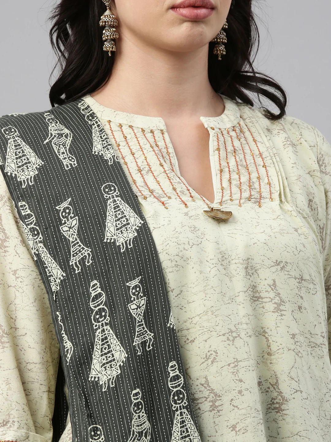 Neerus Pista Green Color Cotton Fabric Tunic Set - Image 6