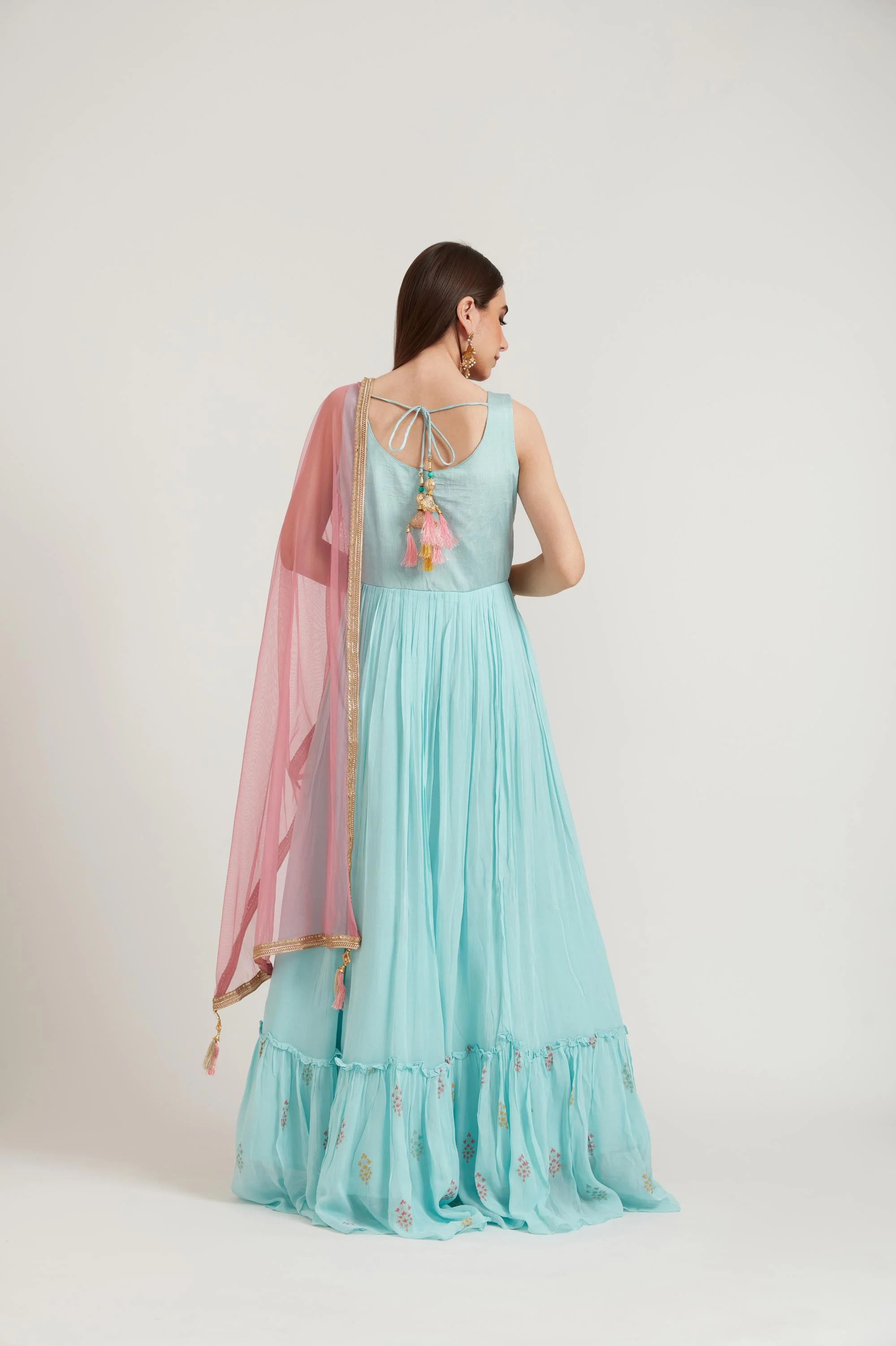 Neerus Pista Green Color Georgette Fabric Anarkali Suit - Image 6