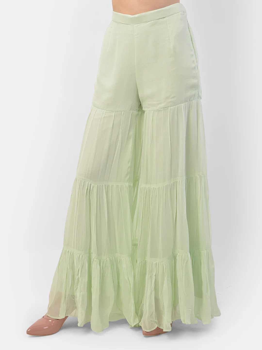 Neerus Pista Green Color Georgette Fabric Suit-Short Anarkali - Image 5