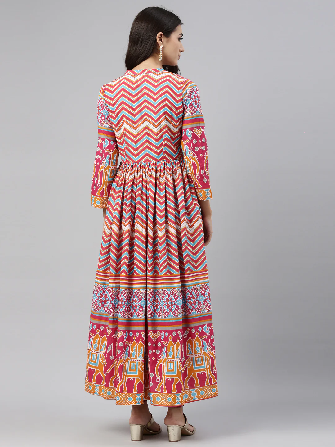 Neerus Printed Color Cotton Fabric Tunic - Image 4