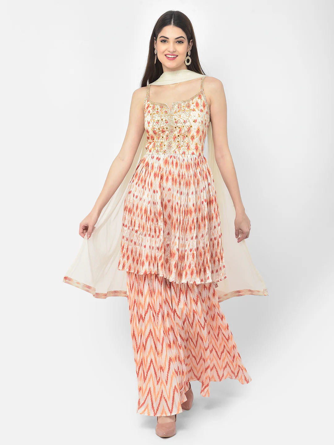 Neerus Printed Color Jute Silk Fabric Kurta Sets With Dupatta