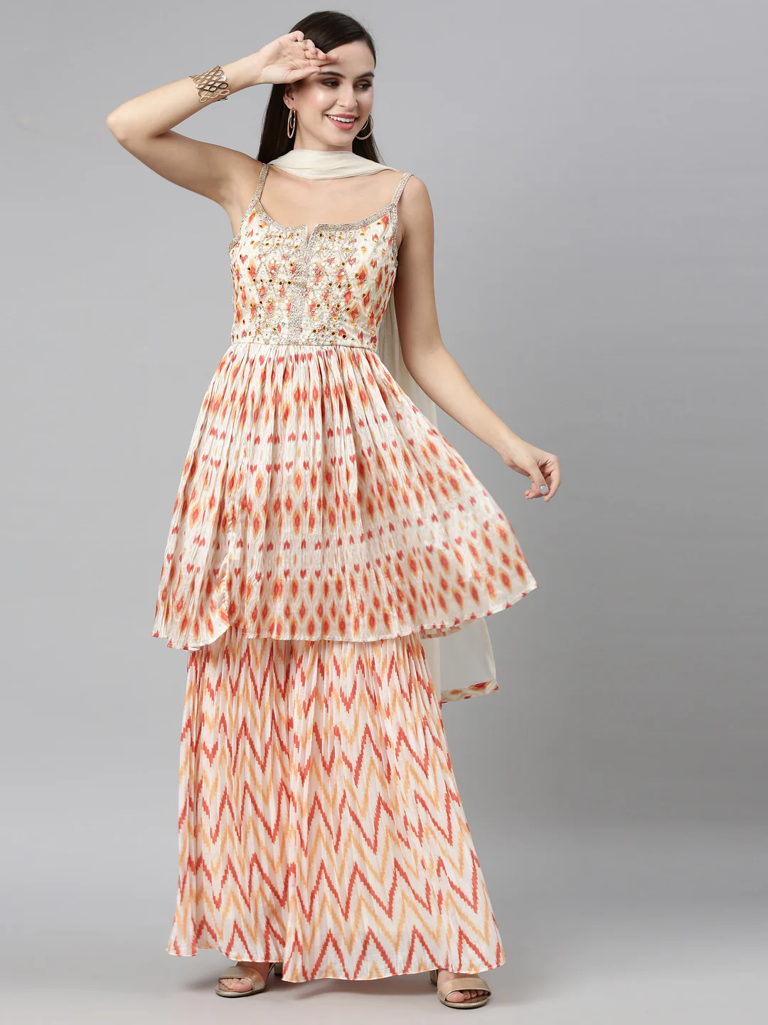 Neerus Printed Color Jute Silk Fabric Kurta Sets With Dupatta - Image 12
