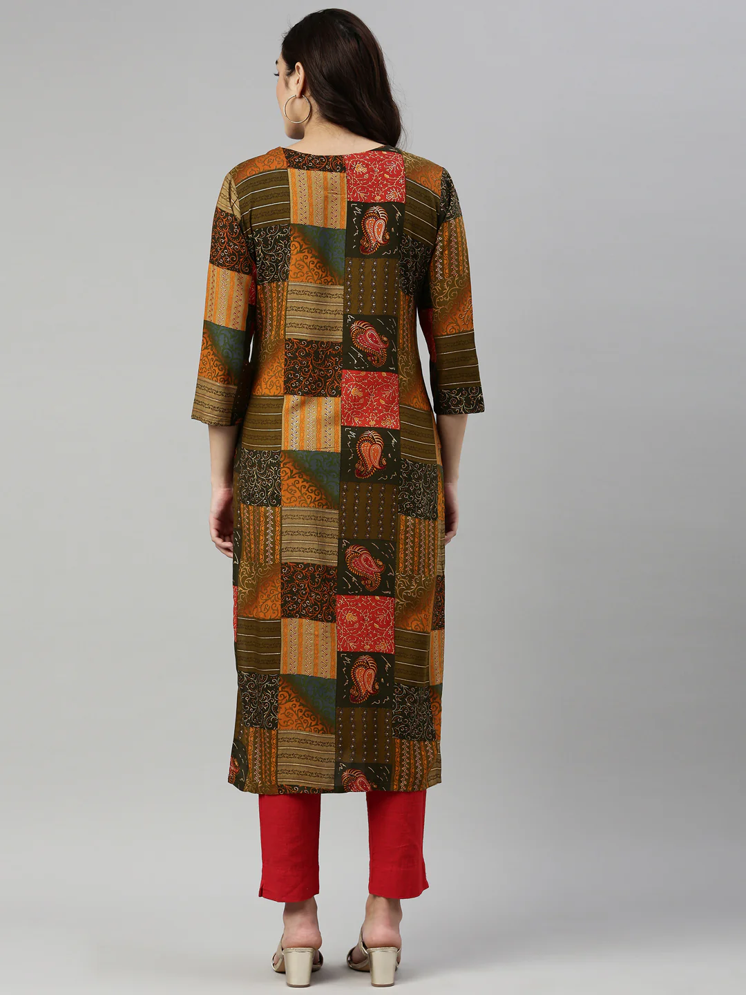 Neerus Printed Color Rayon Fabric Kurta - Image 4