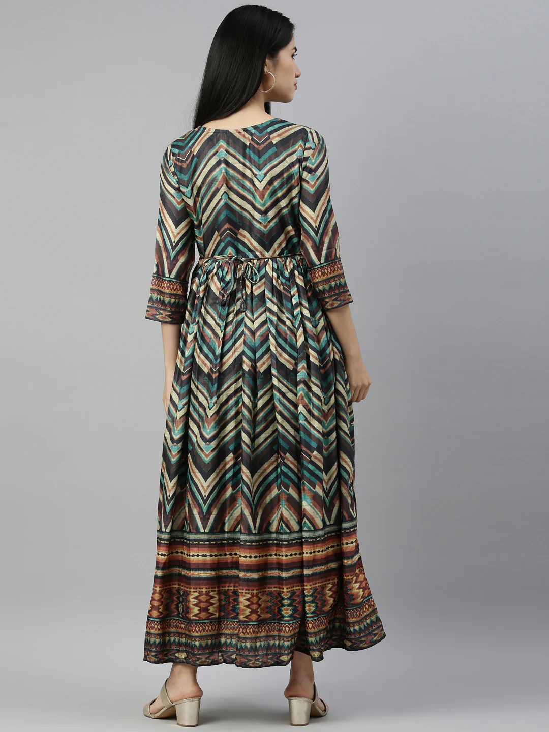 Neerus Printed Color Silk Fabric Kurta - Image 4