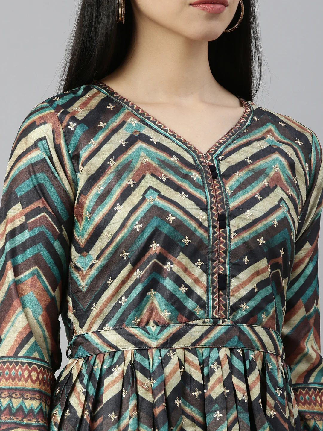 Neerus Printed Color Silk Fabric Kurta - Image 8