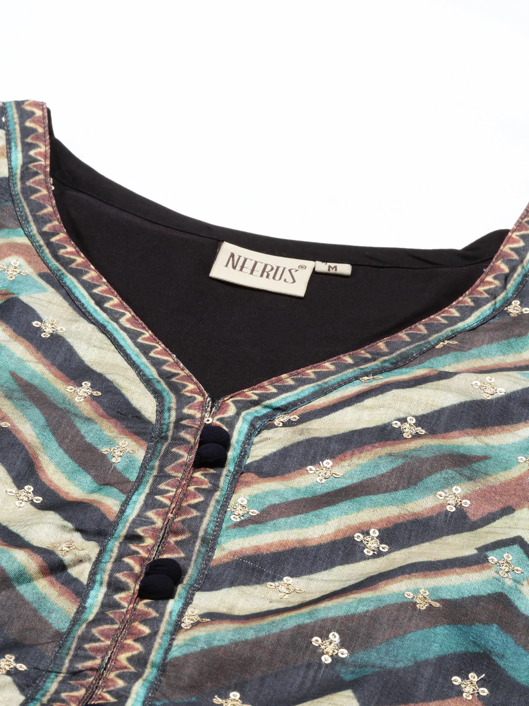 Neerus Printed Color Silk Fabric Kurta - Image 9
