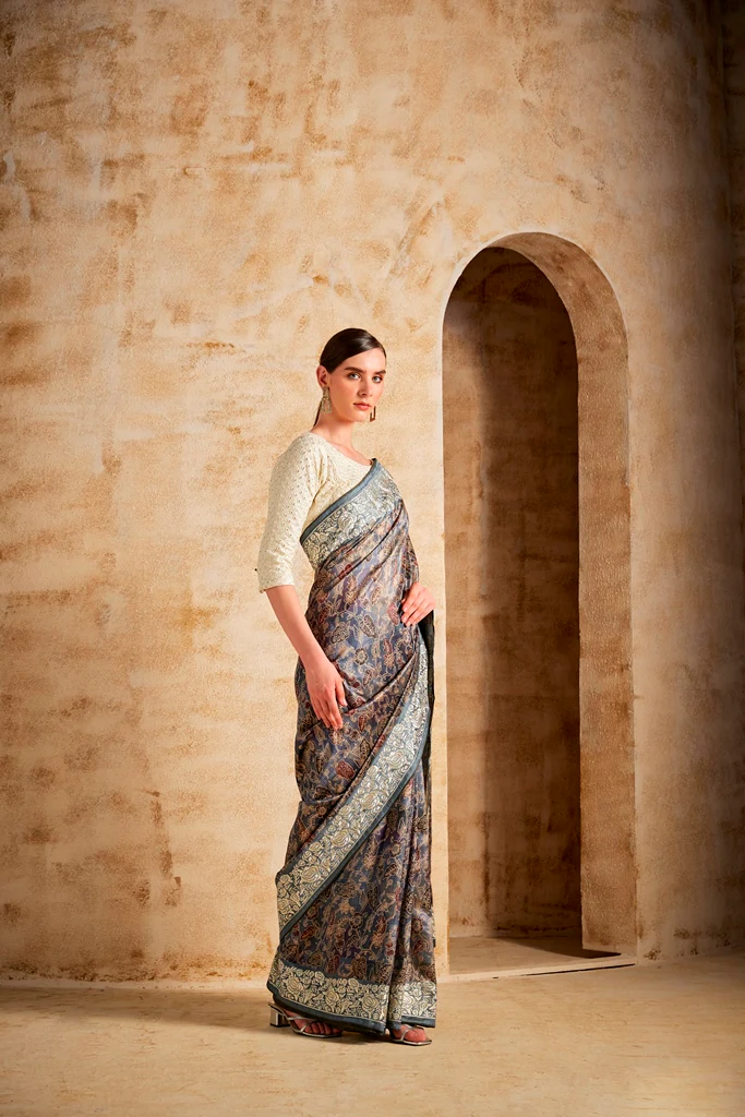 Neerus Printed Dupion Fabric Saree - Image 2