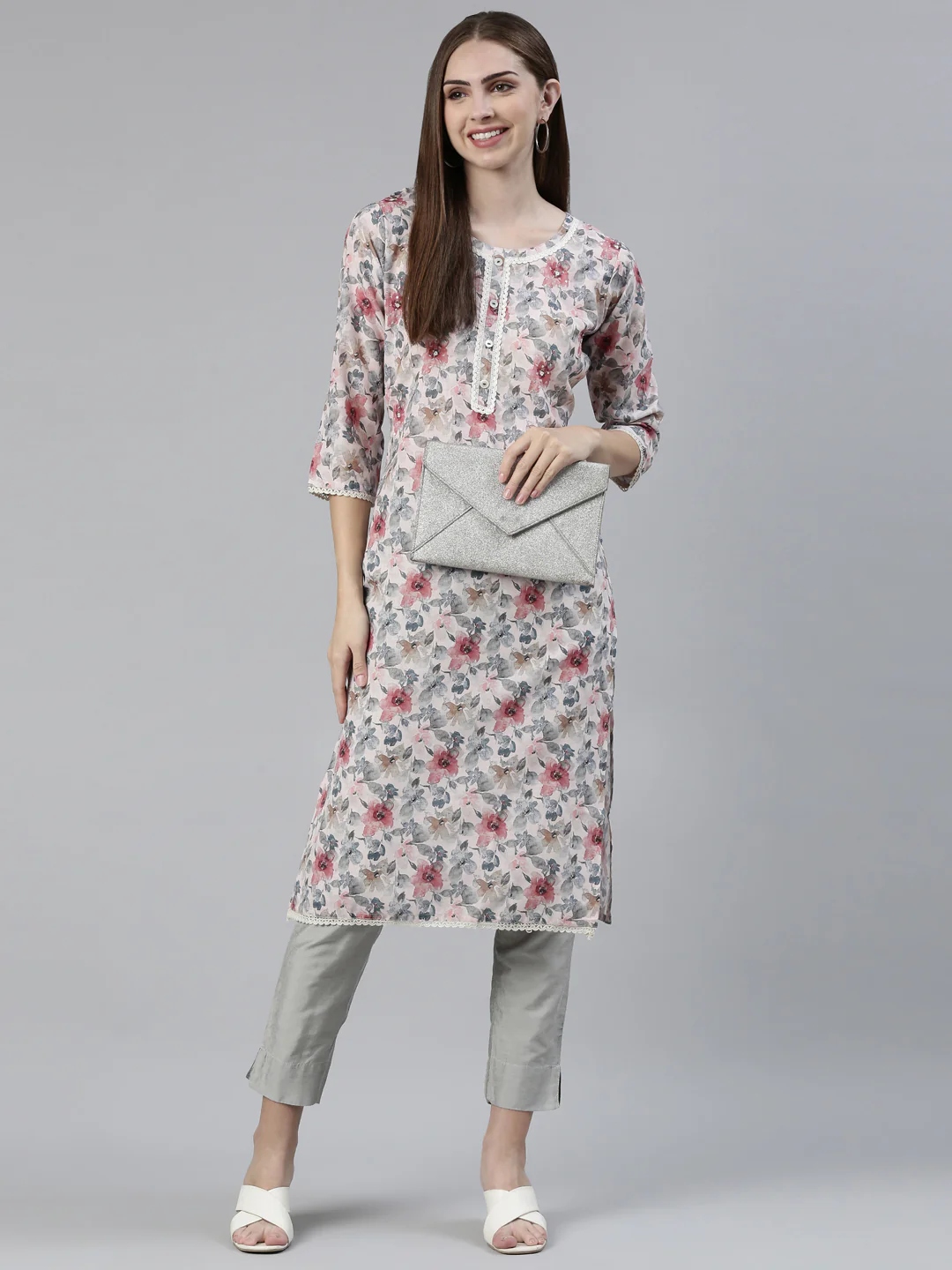 Neerus Printed Straight Printed Cotton Kurta - Image 5