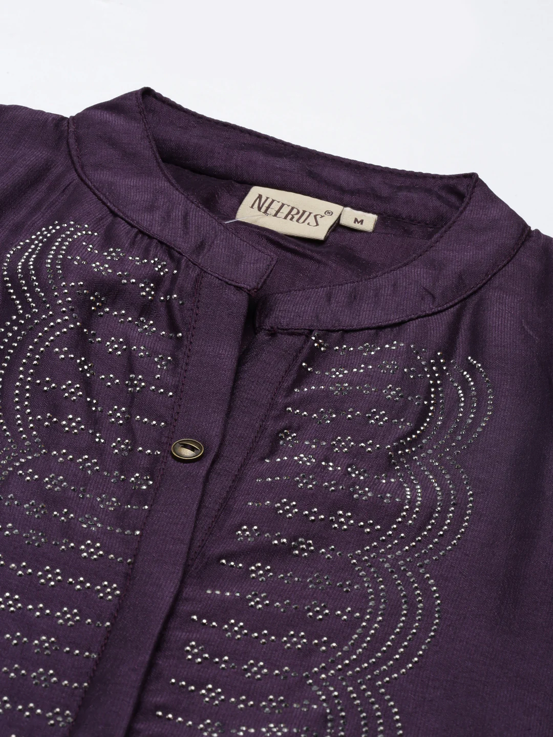 Neerus Purple Anarkali Straight Crepe Kurta - Image 6