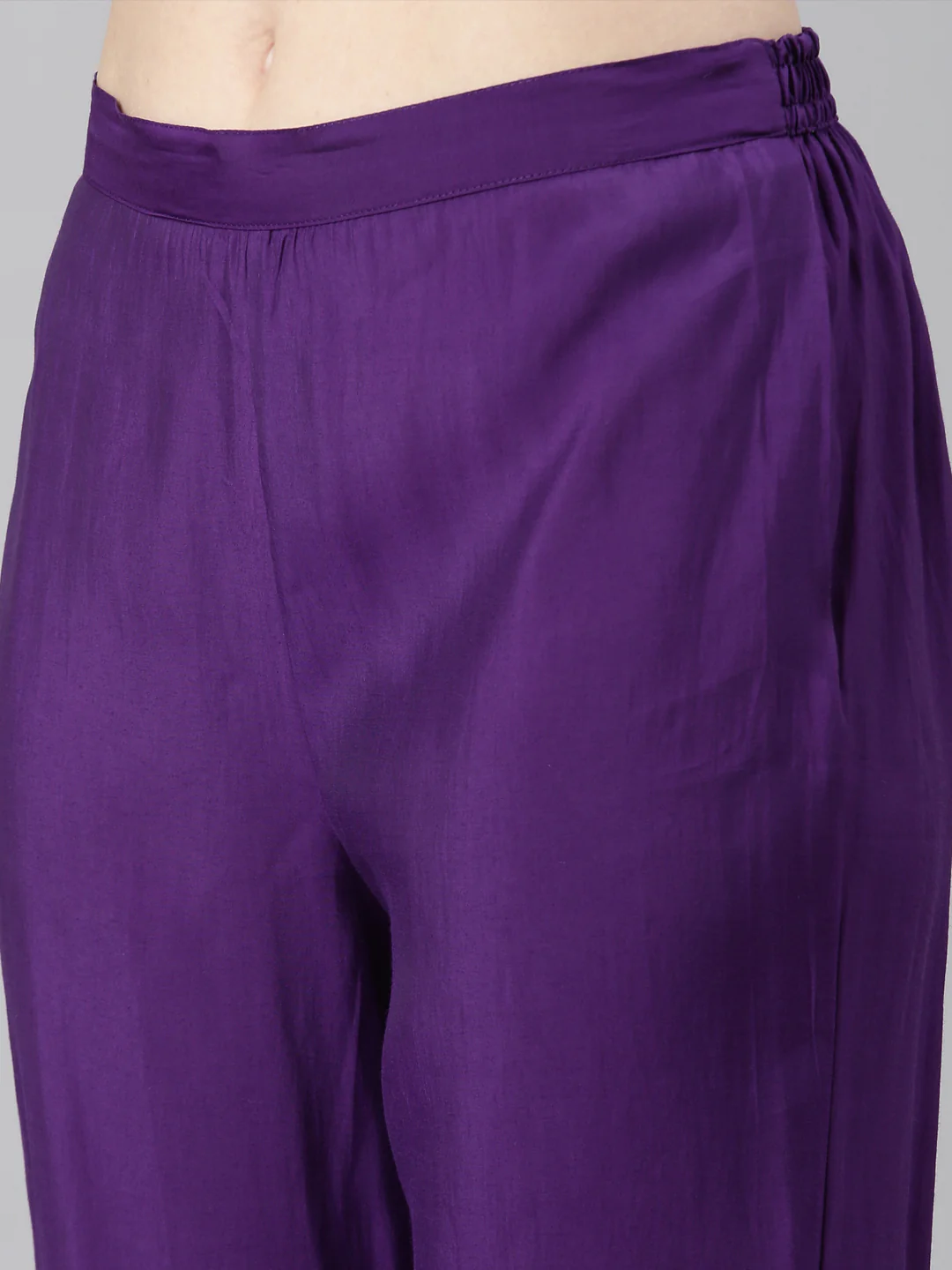 Neerus Purple Casual Solid Straight Kurta and Trousers With Dupatta - Image 7