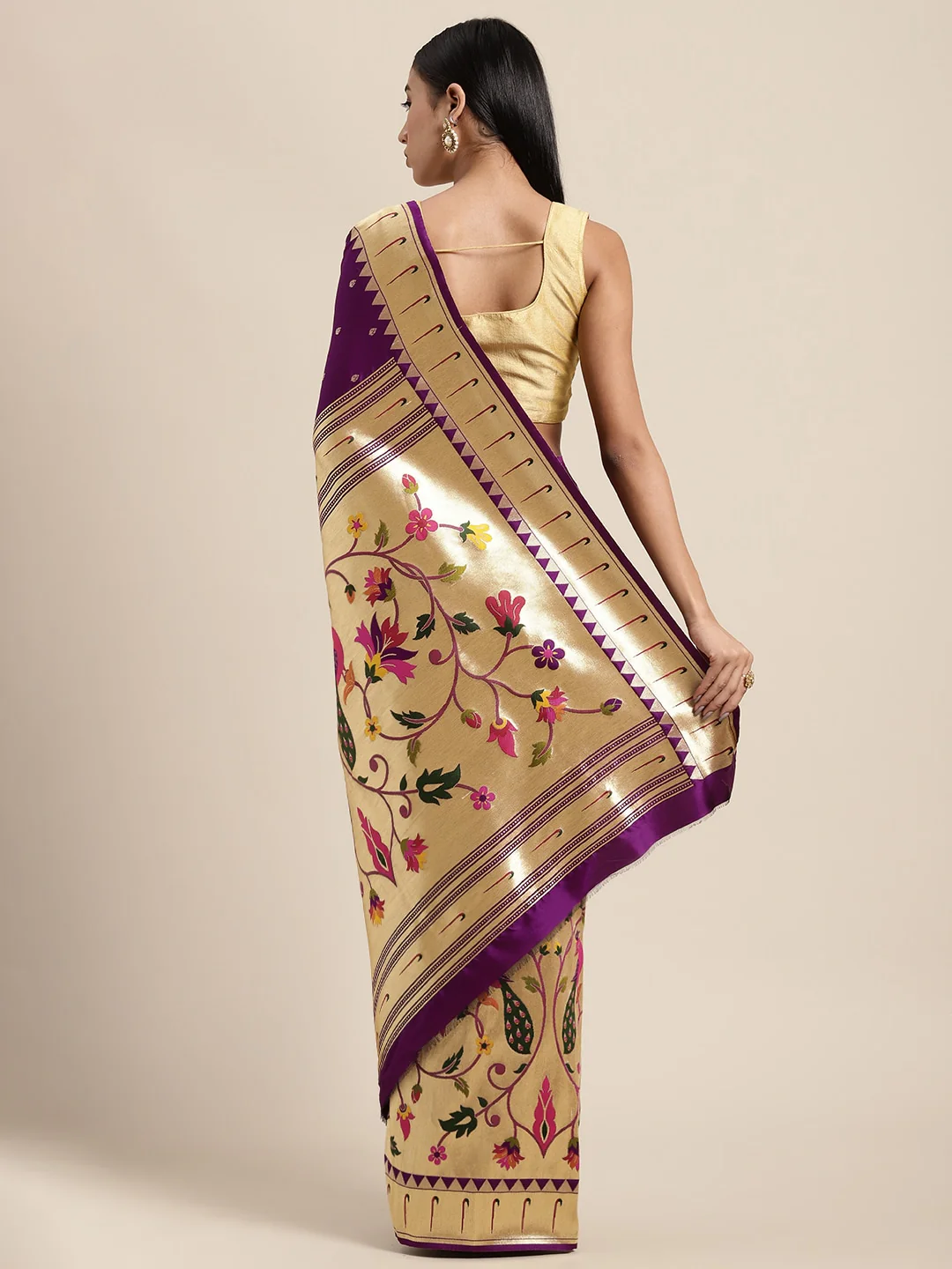 Neerus Purple Color Banaras Fabric Saree - Image 2