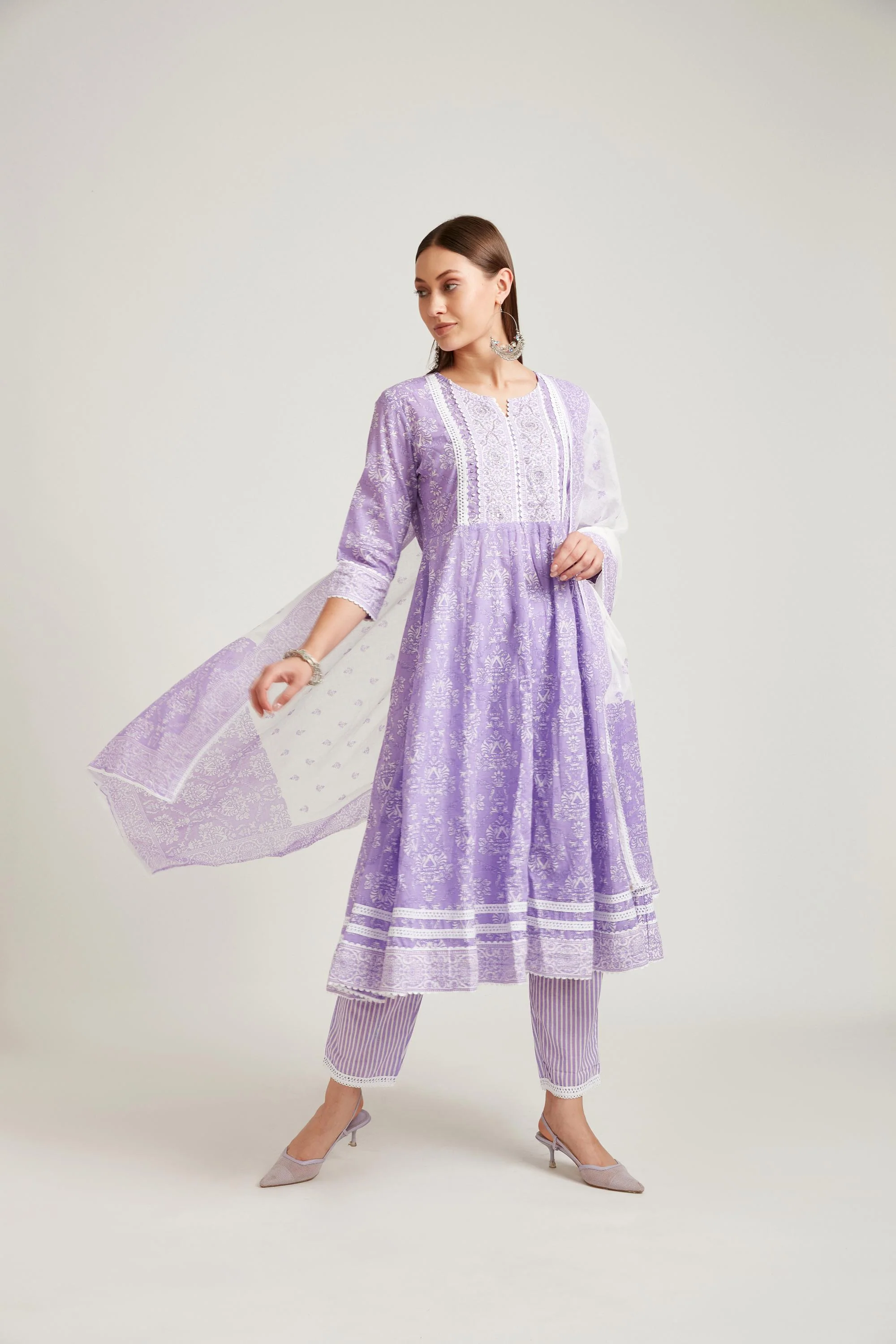 Neerus Purple Color Cotton Fabric Salwar Kameez - Image 2