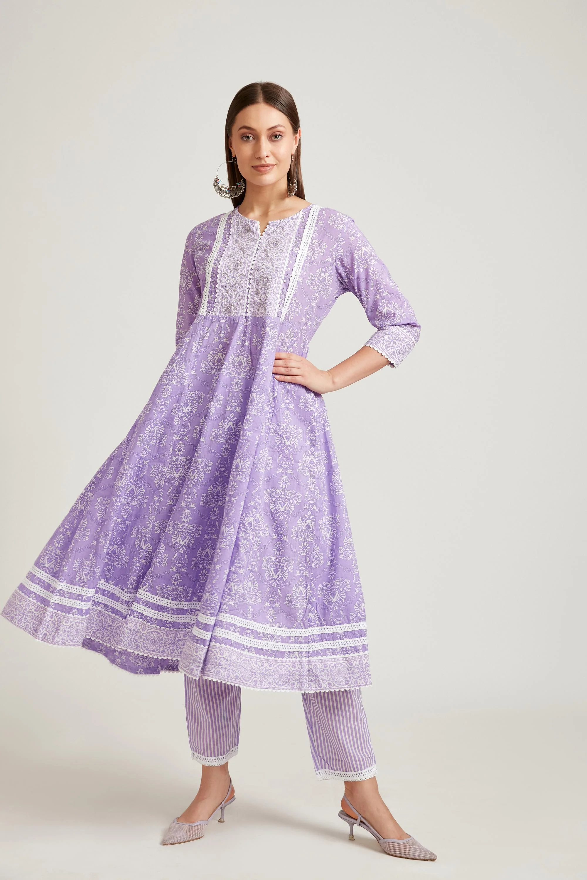 Neerus Purple Color Cotton Fabric Salwar Kameez - Image 5