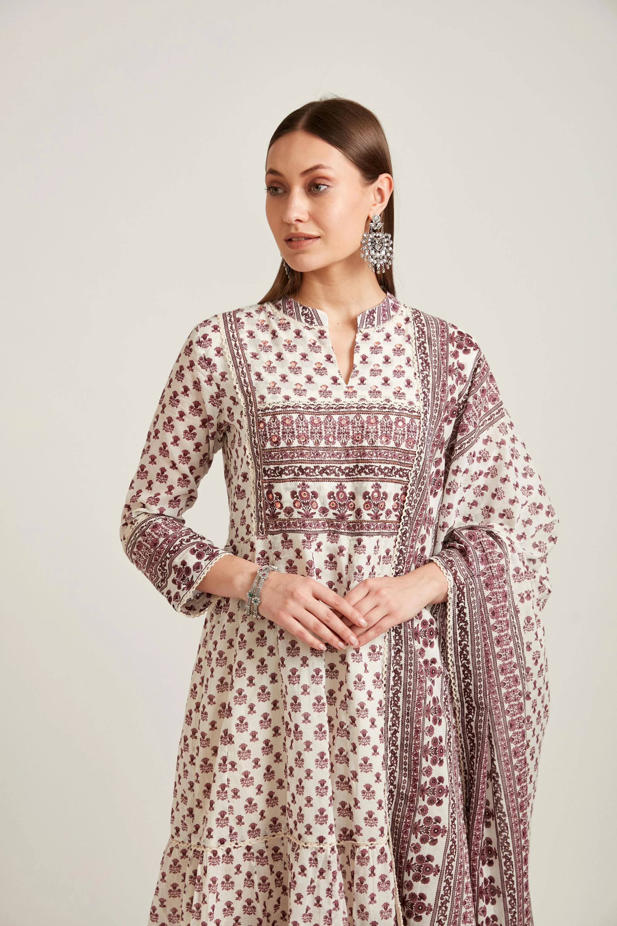 Neerus Purple Color Cotton Fabric Salwar Kameez
