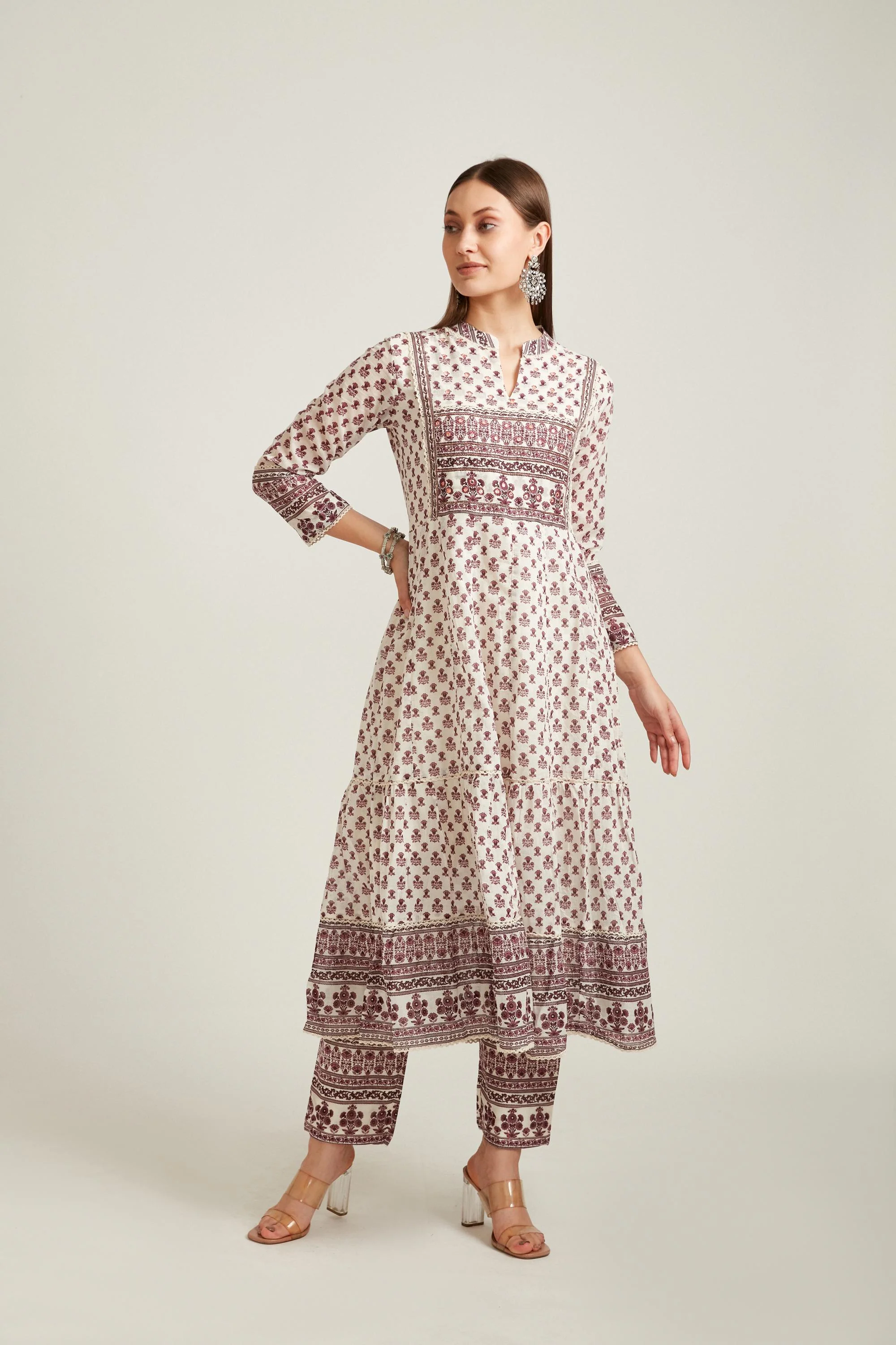 Neerus Purple Color Cotton Fabric Salwar Kameez - Image 3