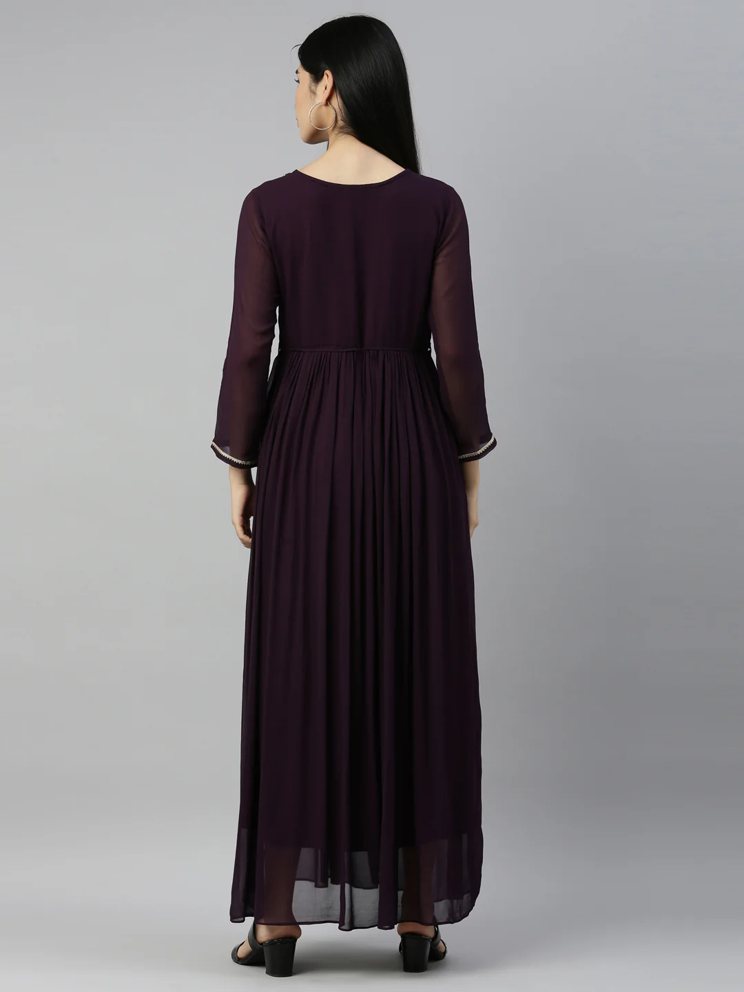 Neerus Purple Color Georgette Fabric Kurta - Image 4