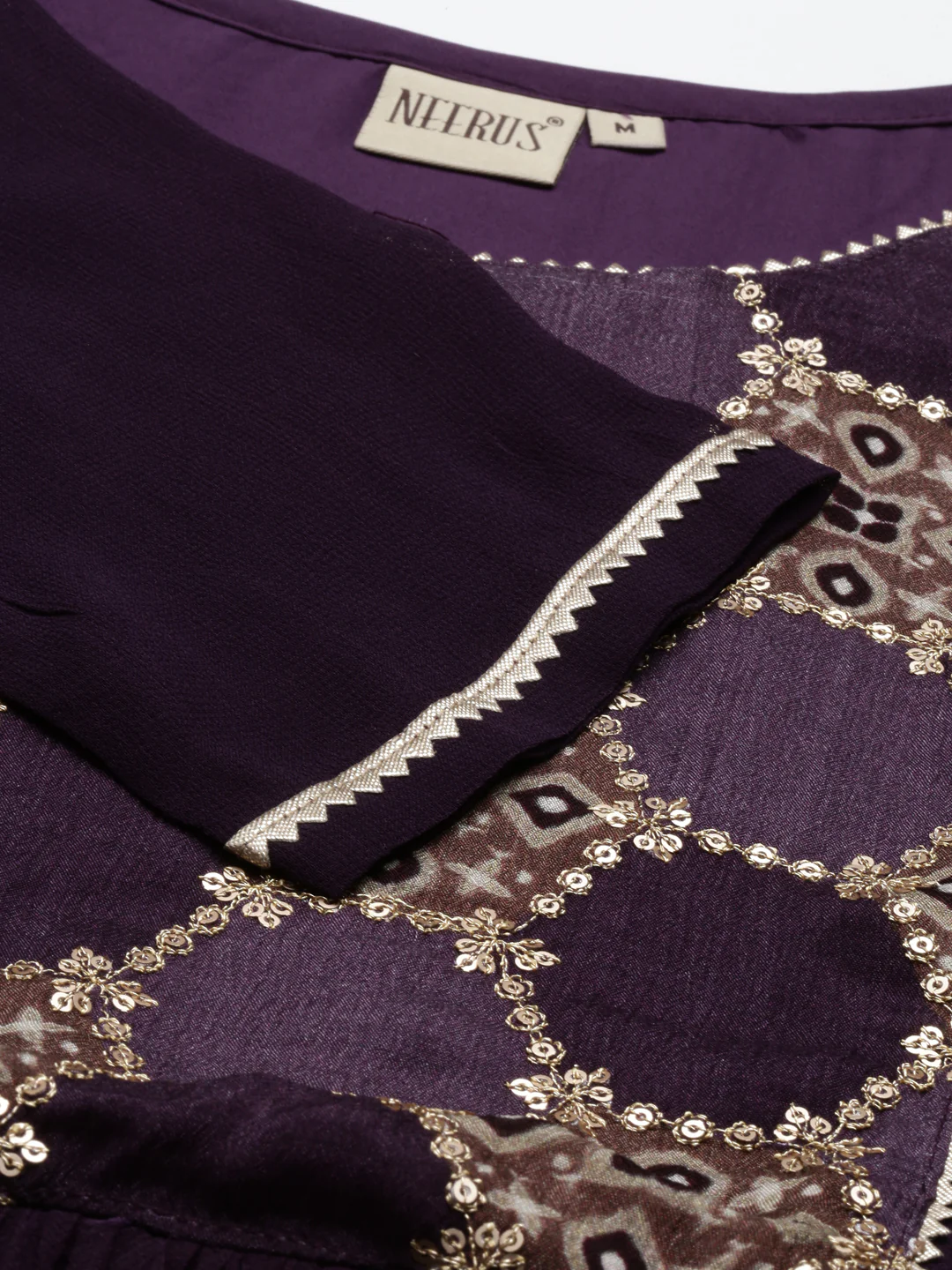 Neerus Purple Color Georgette Fabric Kurta - Image 6