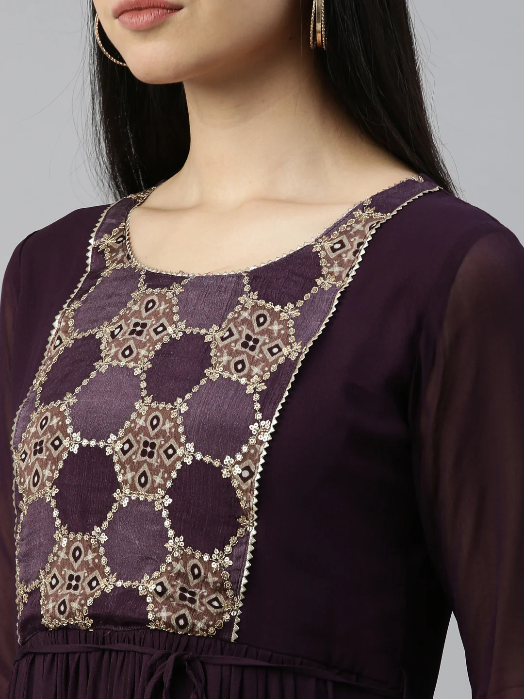 Neerus Purple Color Georgette Fabric Kurta - Image 8