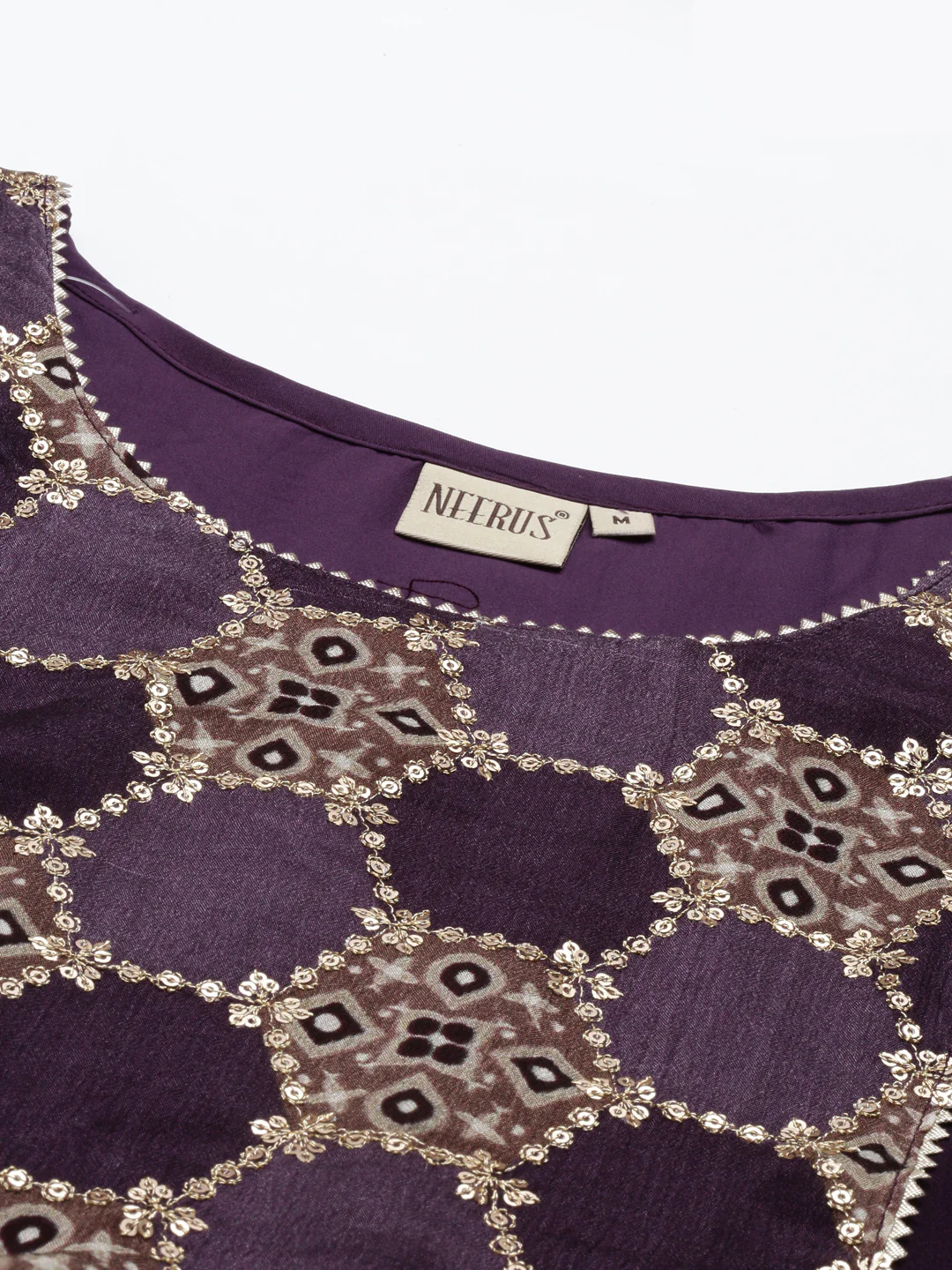Neerus Purple Color Georgette Fabric Kurta - Image 9