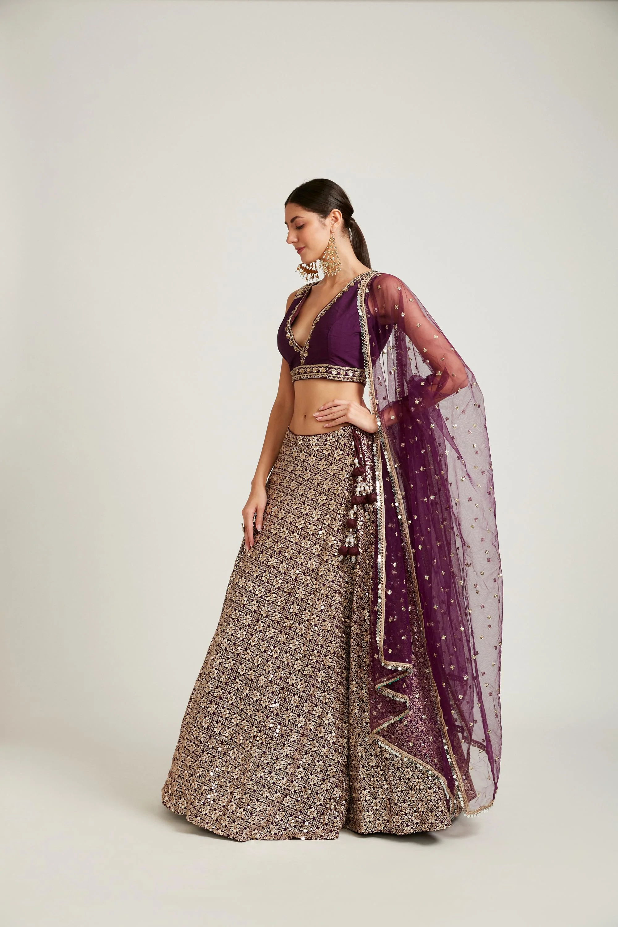 Neerus Purple Color Georgette Fabric Lehenga Choli - Image 2