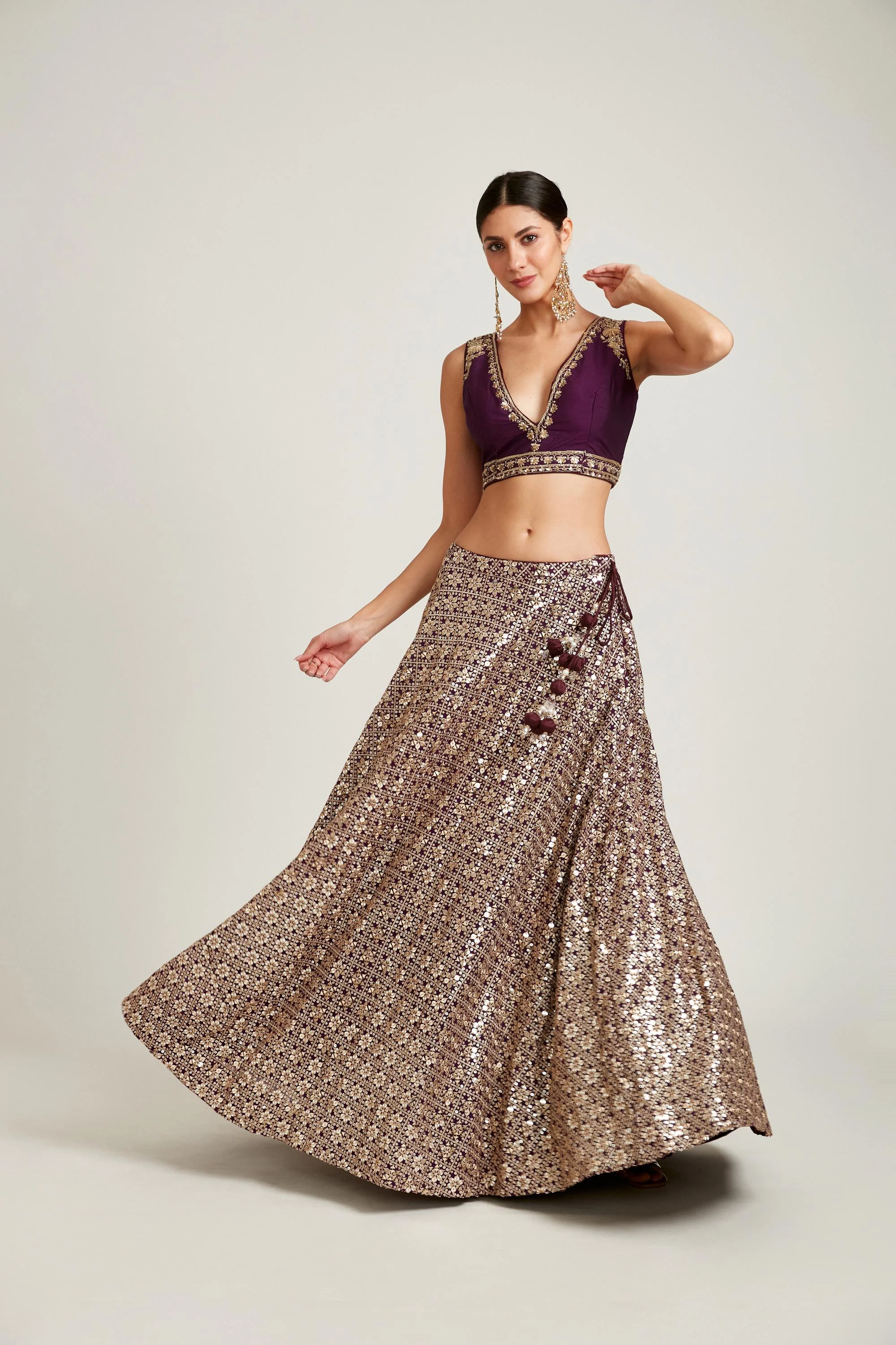 Neerus Purple Color Georgette Fabric Lehenga Choli - Image 3