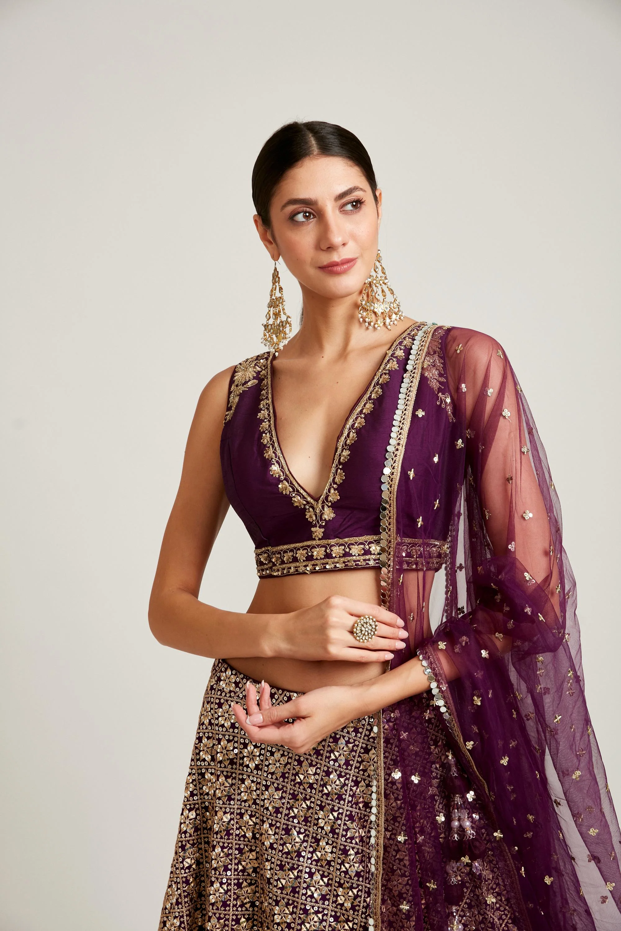 Neerus Purple Color Georgette Fabric Lehenga Choli - Image 5