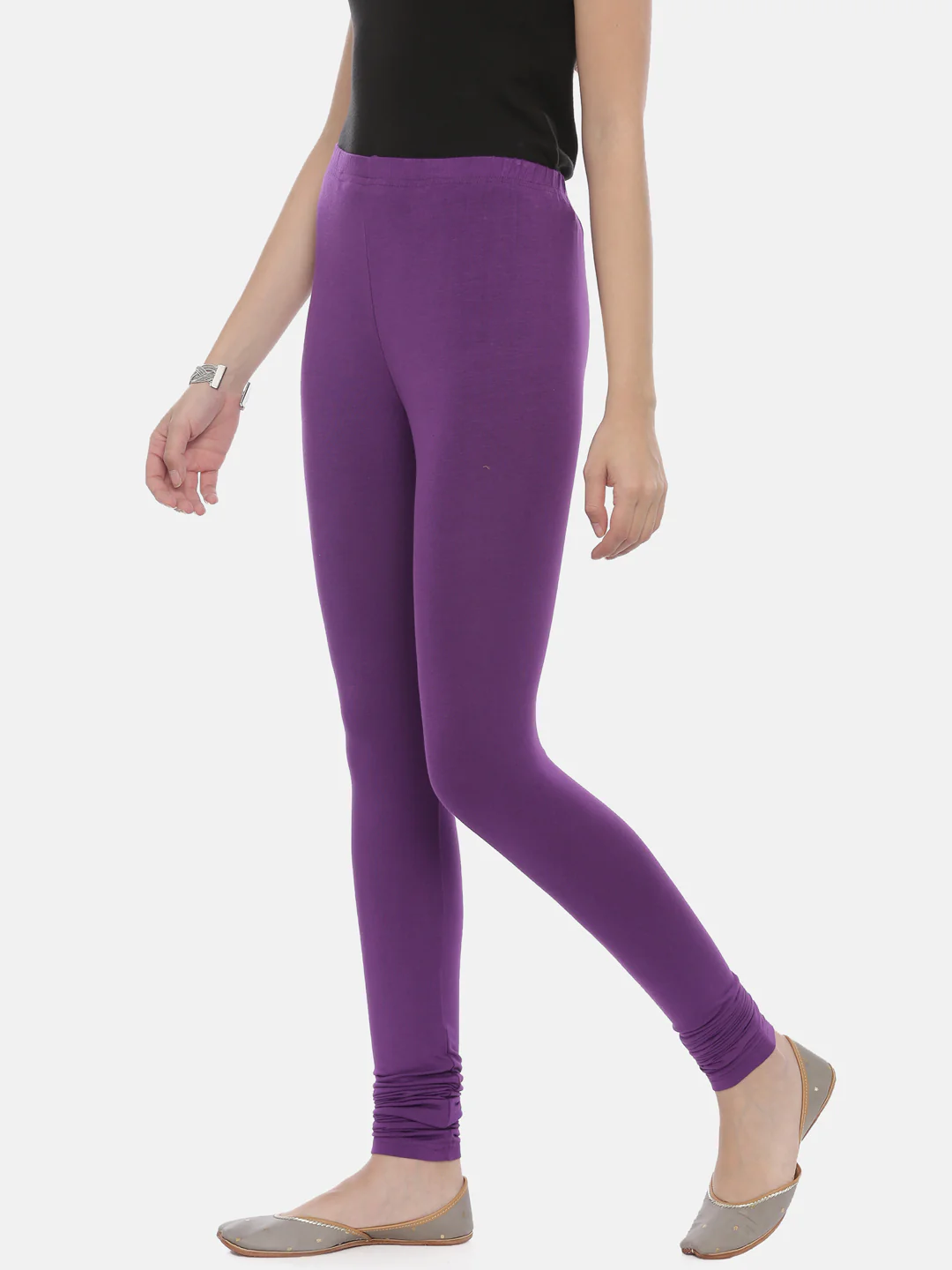 Neerus Purple Color Lycra Fabric Leggings - Image 2