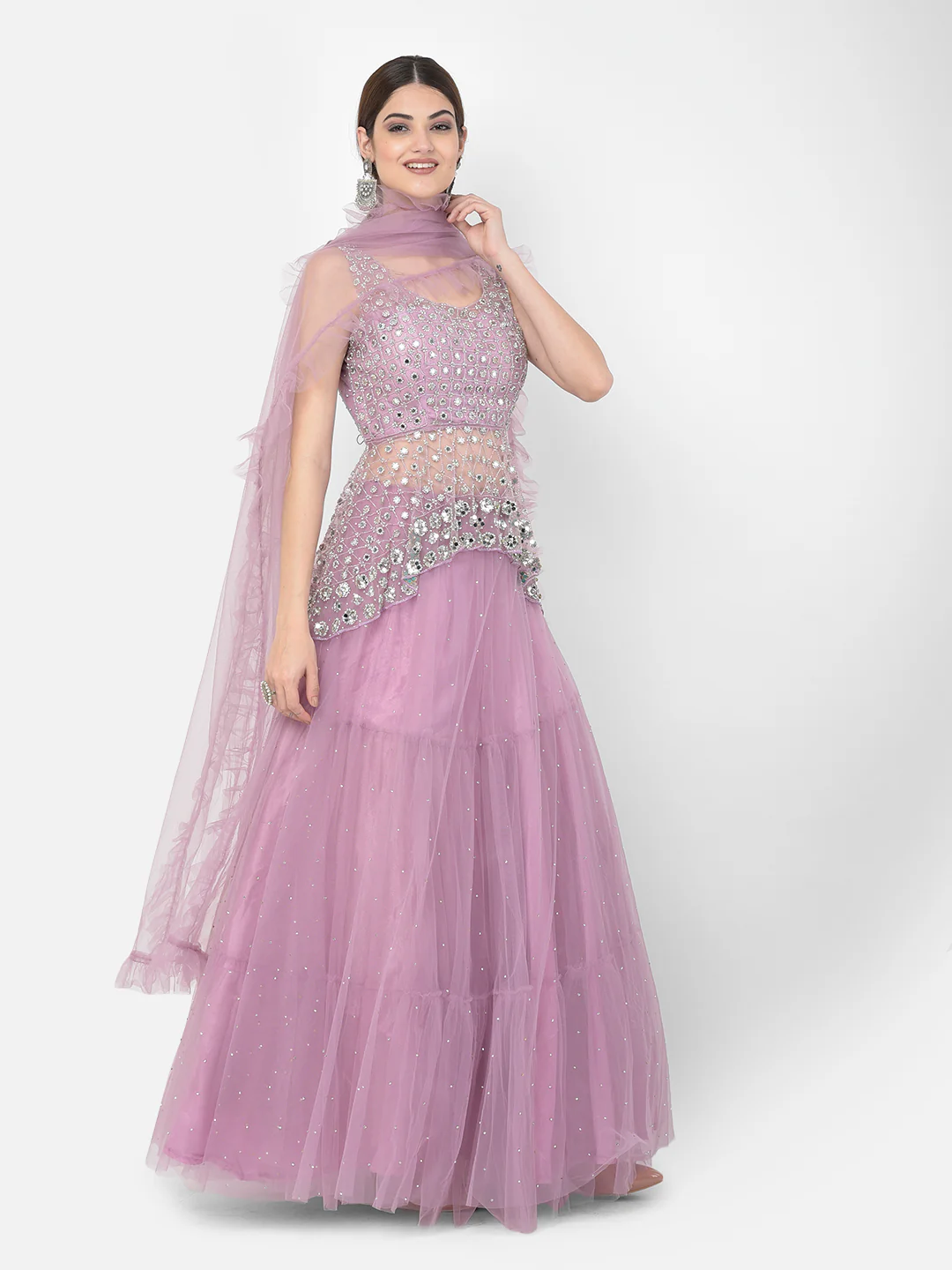 Neerus Purple Color Nett Fabric Salwar Kameez - Image 3